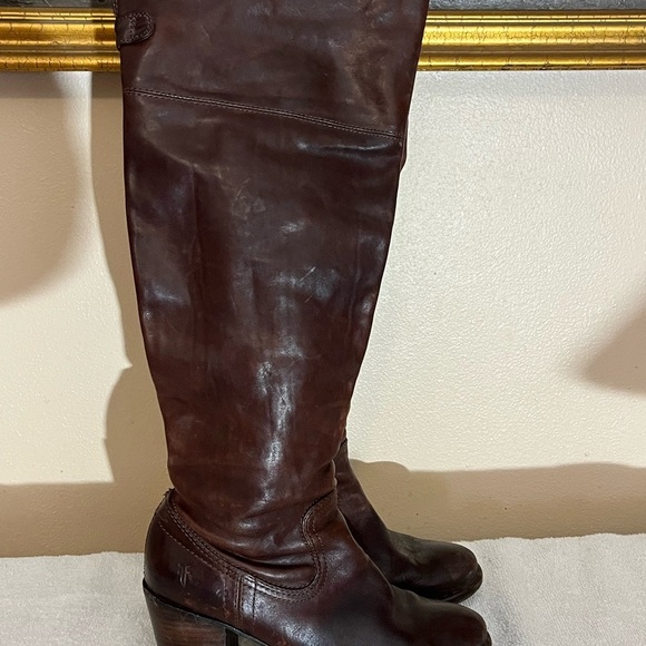 Frye Lucinde Brown Tall Boots Sz 7 - Picture 5 of 10